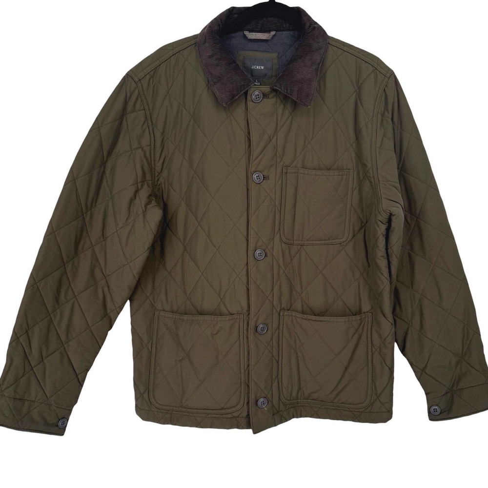 J.Crew Mens Sussex Quilted Chore Jacket Barn Coat Corduroy Collar Size Large